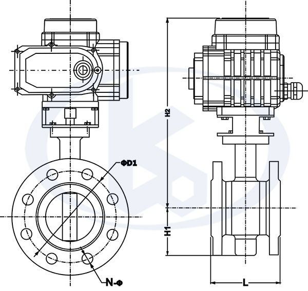 不銹鋼電動法蘭蝶閥外形尺寸
