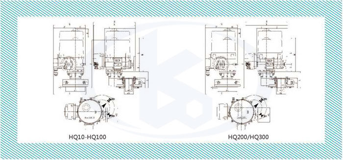 角行程電動(dòng)執(zhí)行器（帶閥門）外形尺寸圖