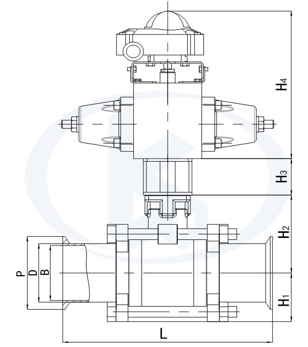液動卡箍球閥外形尺寸
