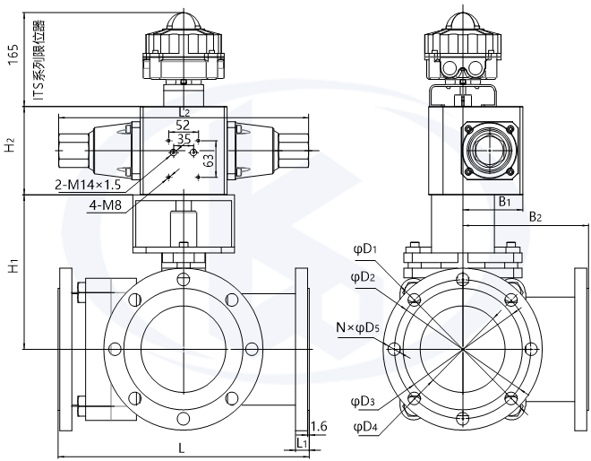 液動(dòng)三通球閥外形尺寸