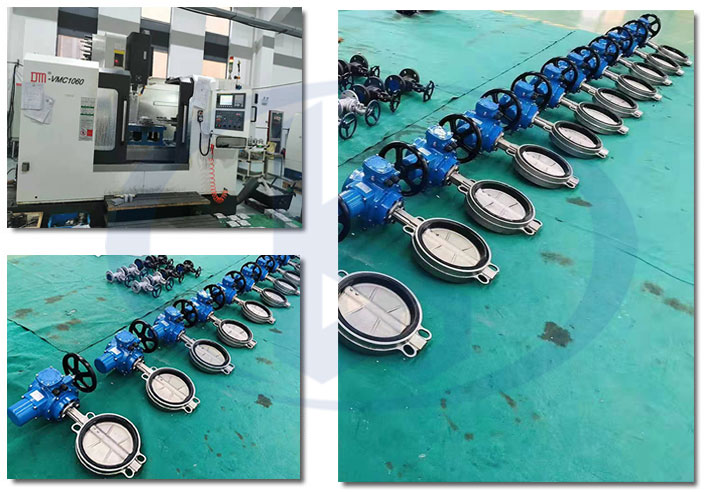 不銹鋼電動對夾蝶閥車間一角