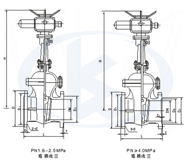 電動暗桿球閥外形尺寸
